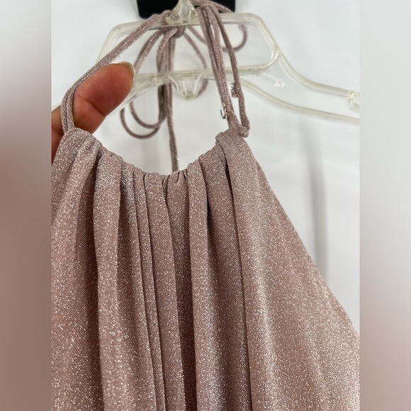Fancy Schmancy pink halter shimmer maxi dress size 2 - Picture 4 of 7